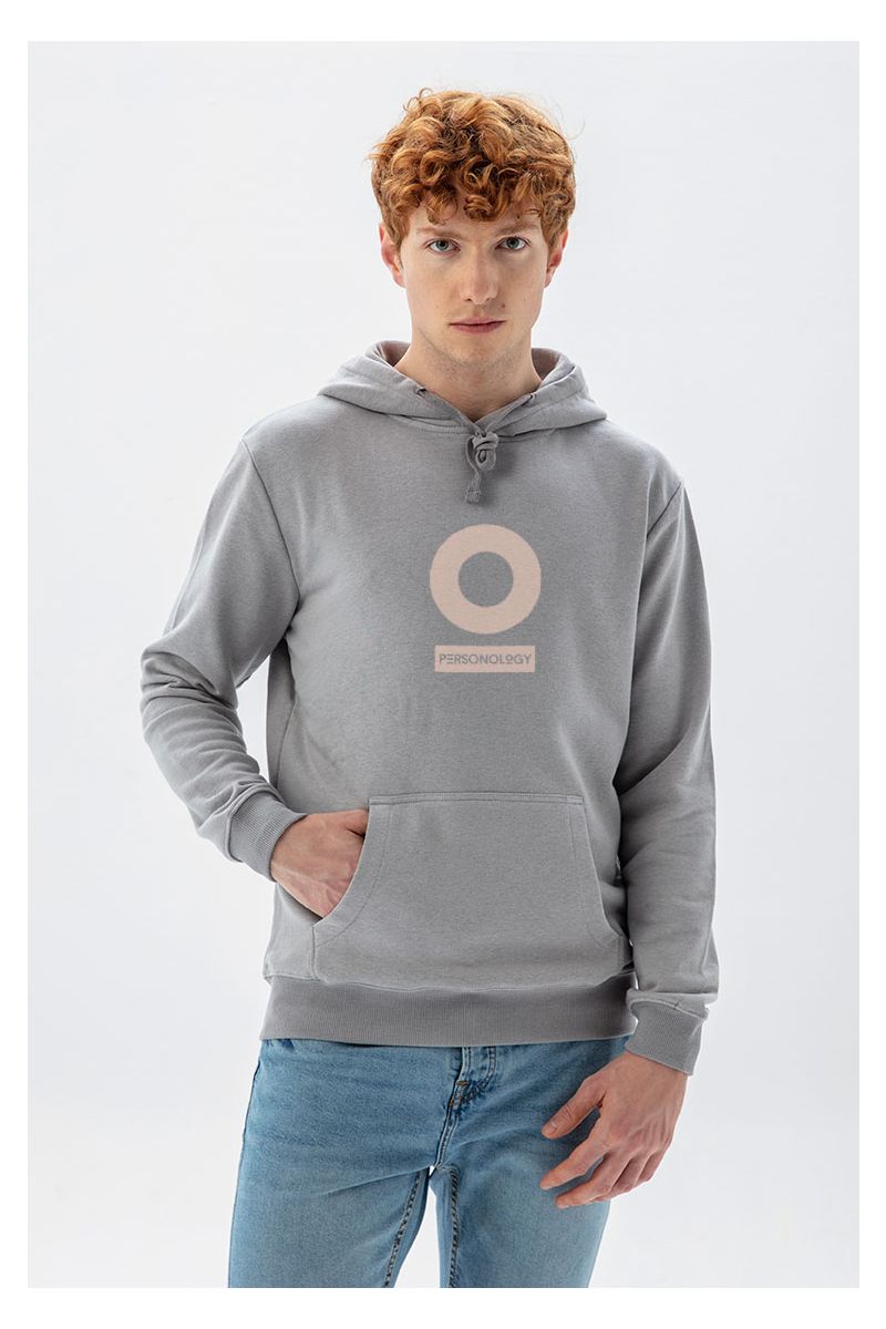 Grey Premium Cotton Personology Design Pullover Hoodie