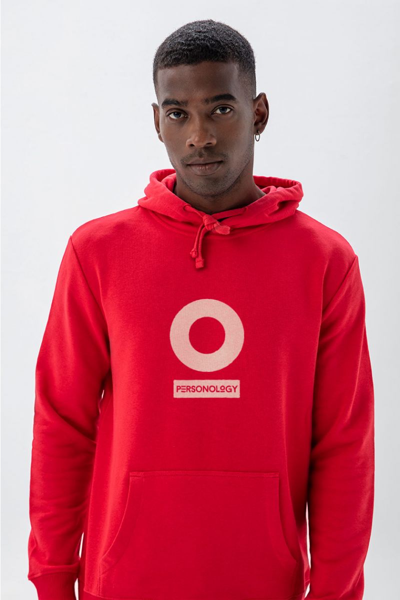 Red Premium Cotton Personology Design Pullover Hoodie