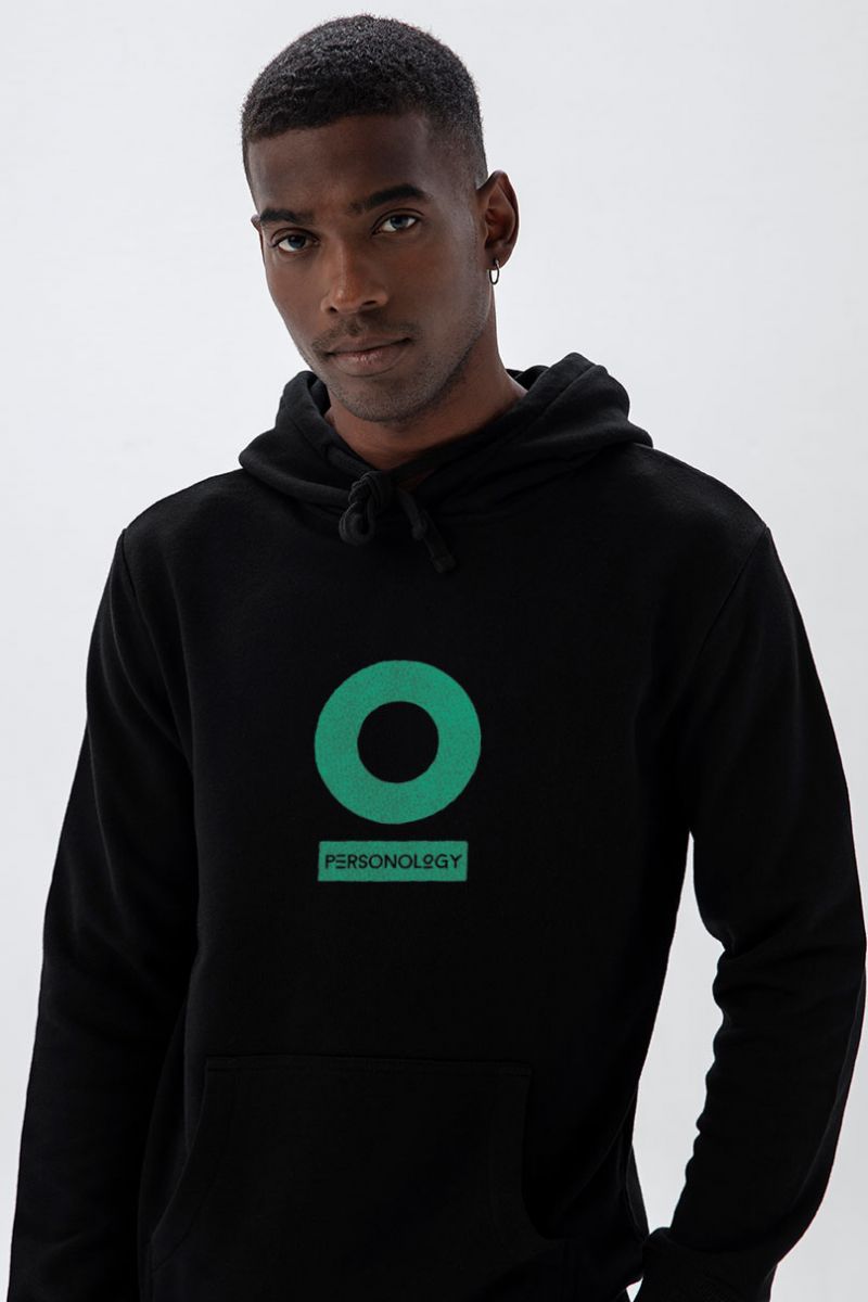 Black Premium Cotton Personology Design Pullover Hoodie