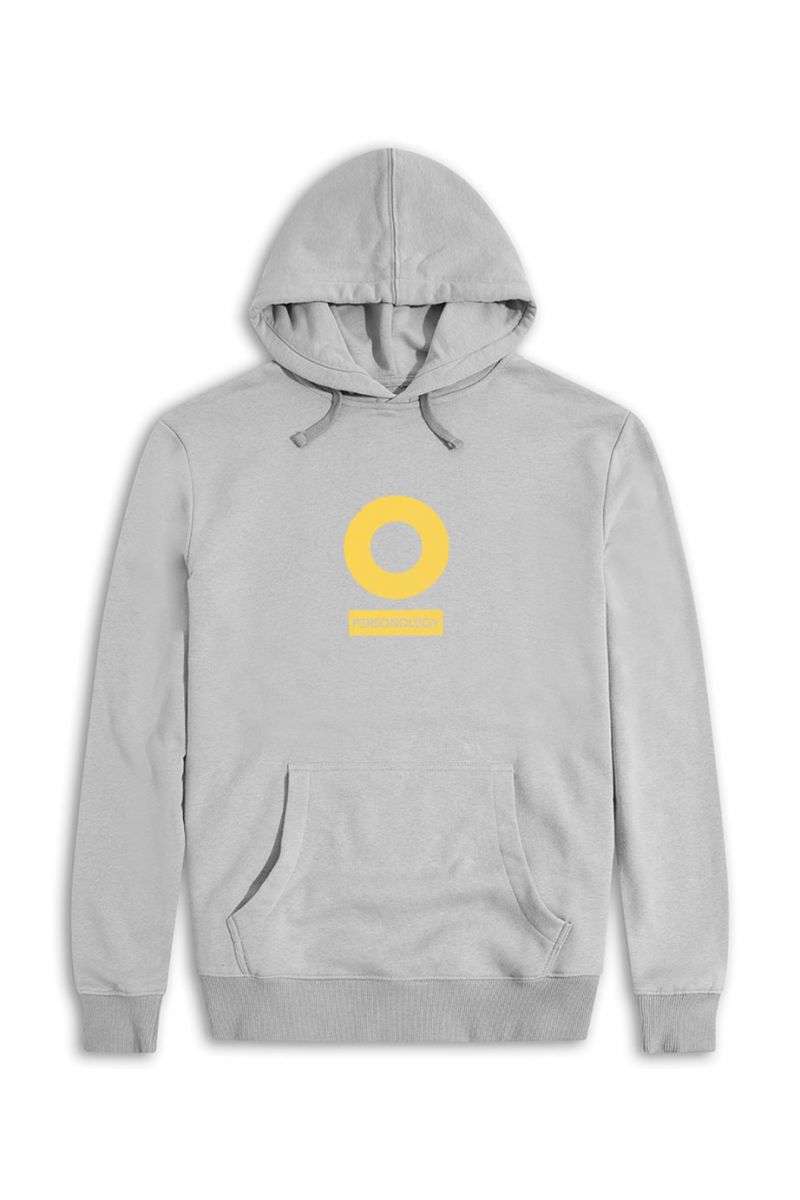 Grey Premium Cotton Personology Design Pullover Hoodie