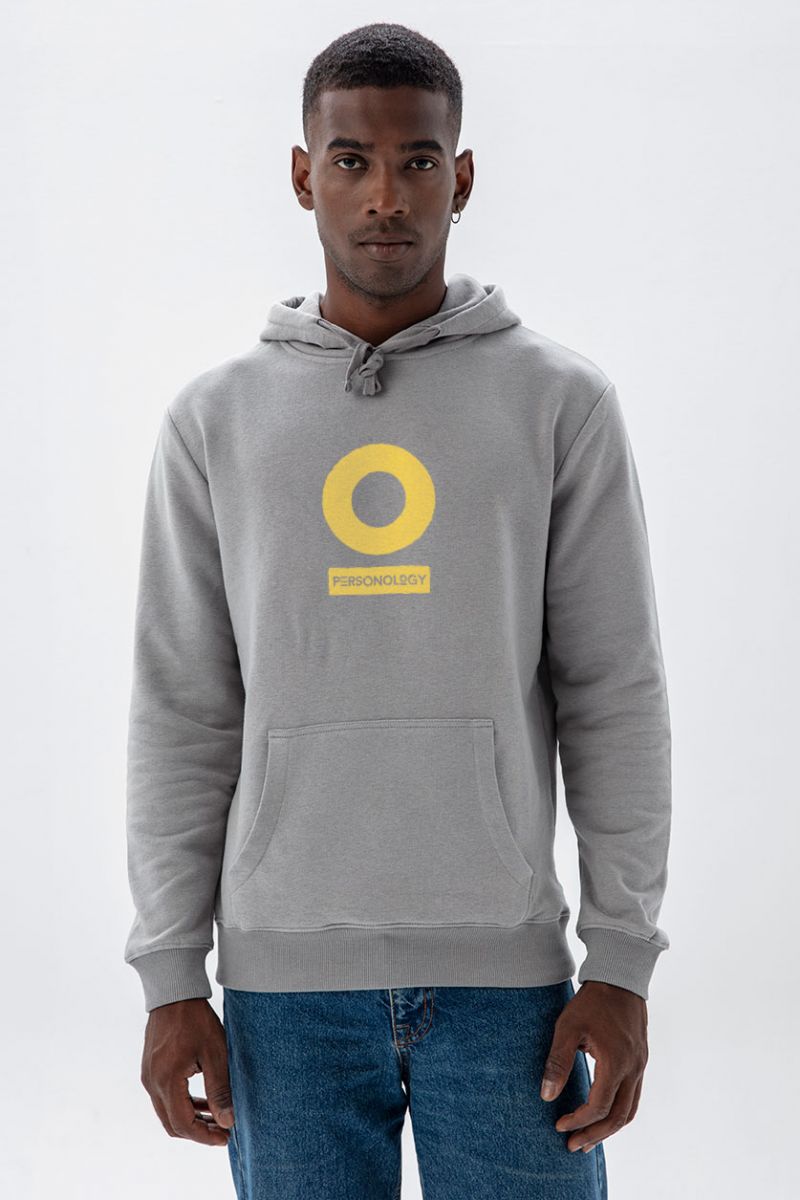 Grey Premium Cotton Personology Design Pullover Hoodie