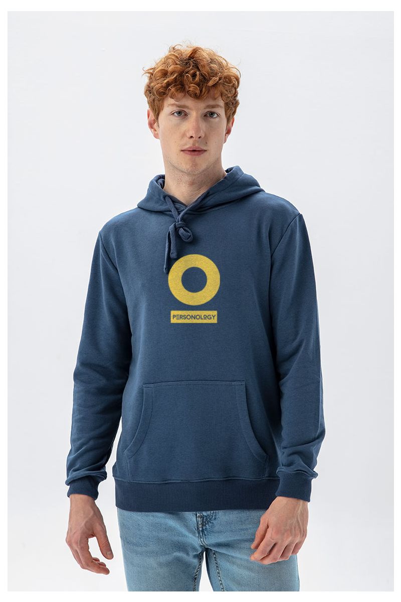 Navy Premium Cotton Personology Design Pullover Hoodie