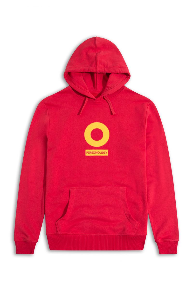 Red Premium Cotton Personology Design Pullover Hoodie