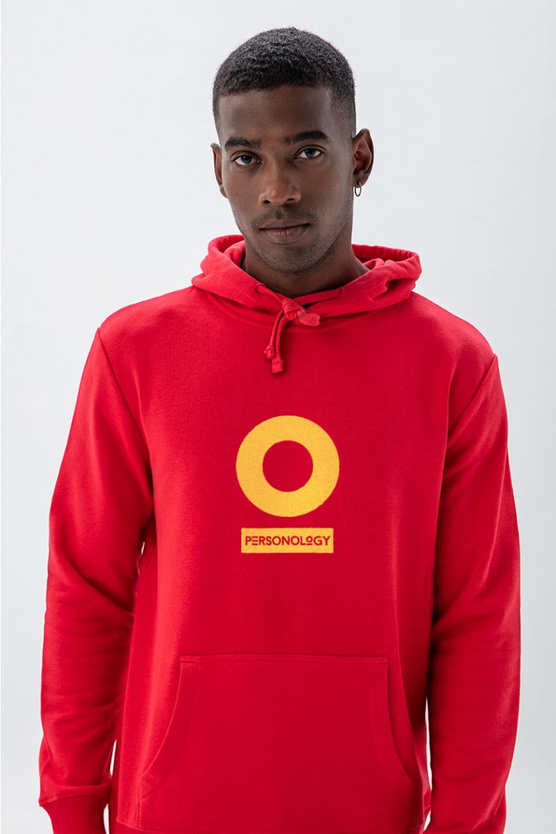Red Premium Cotton Personology Design Pullover Hoodie