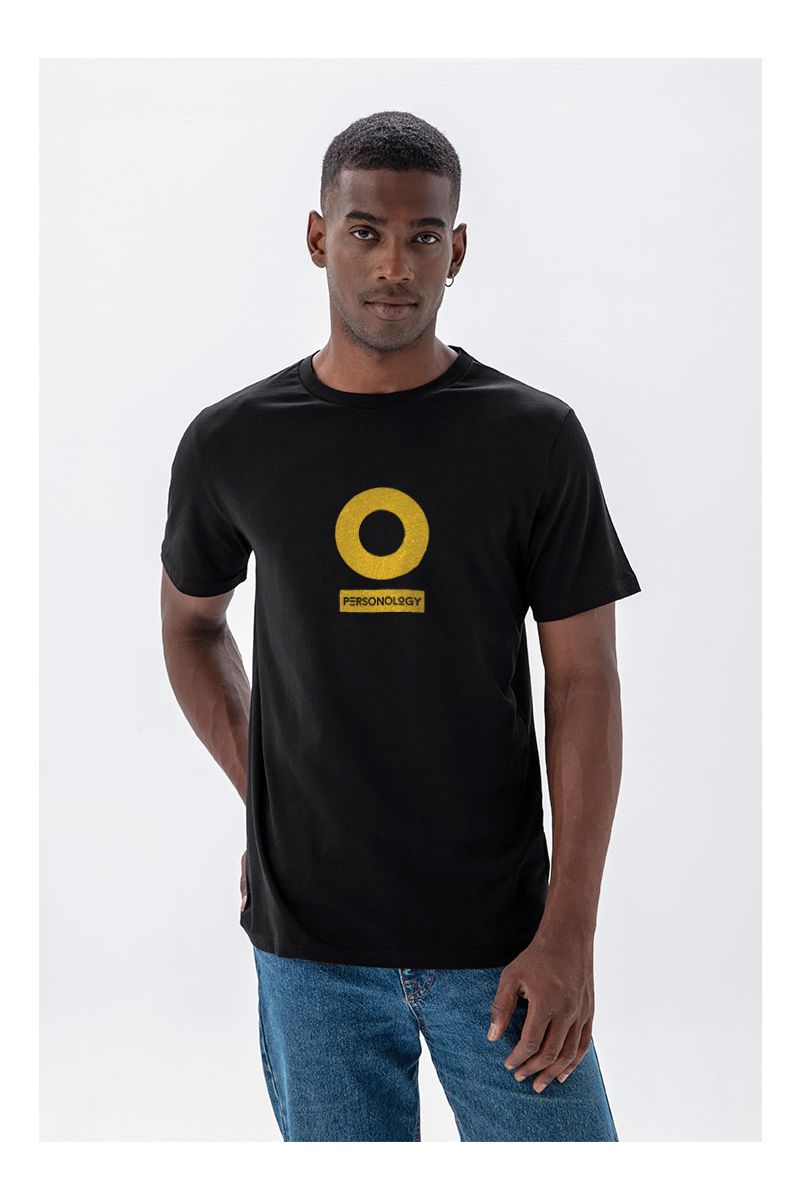 Black Soft Fabric Personology Design Short Sleeve Tee