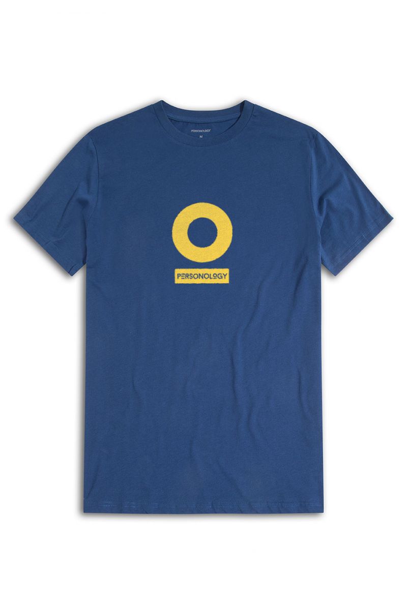 Navy Soft Fabric Personology Design Short Sleeve Tee