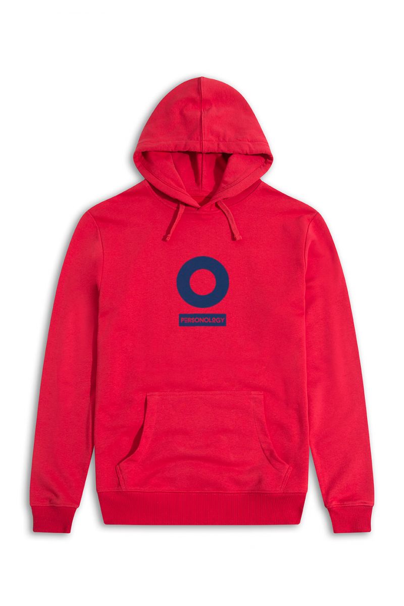 Red Premium Cotton Personology Design Pullover Hoodie