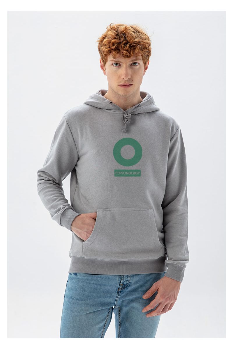Grey Premium Cotton Personology Design Pullover Hoodie