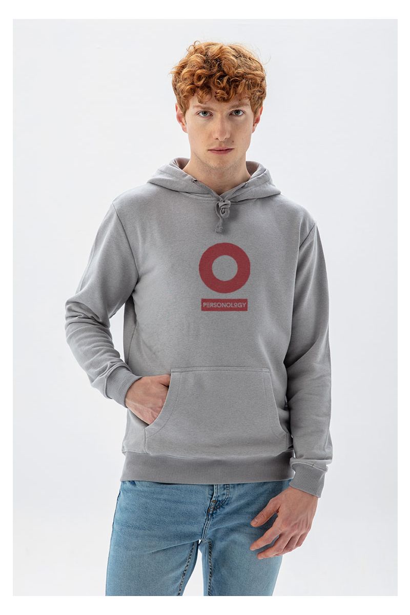 Grey Premium Cotton Personology Design Pullover Hoodie