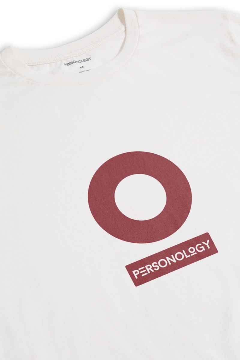 Off White Soft Fabric Personology Design Short Sleeve Tee