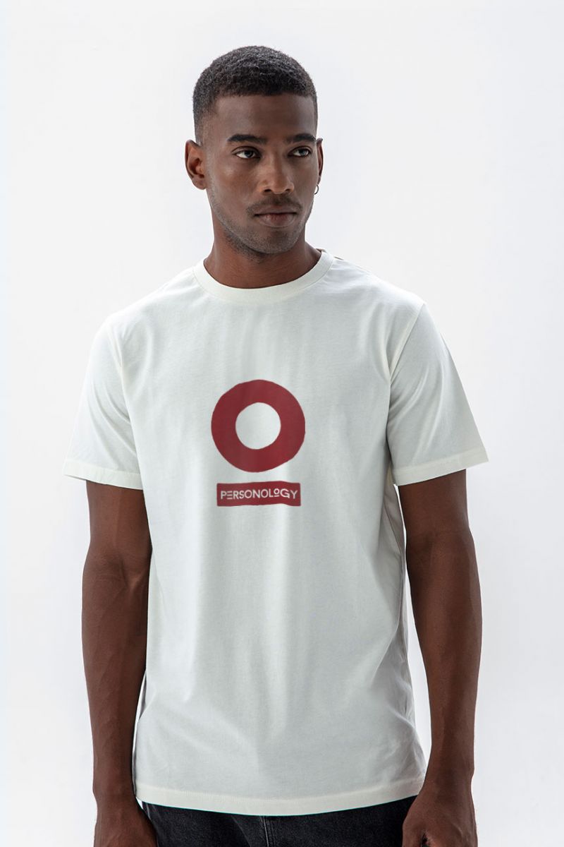 Off White Soft Fabric Personology Design Short Sleeve Tee