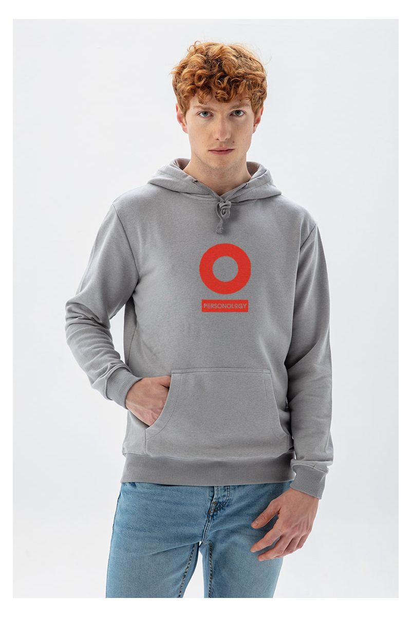 Grey Premium Cotton Personology Design Pullover Hoodie