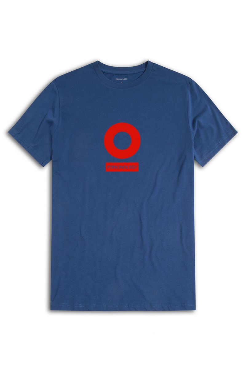 Navy Soft Fabric Personology Design Short Sleeve Tee