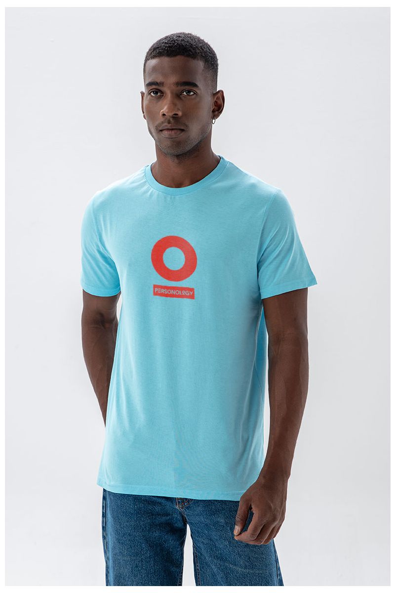 Blue Soft Fabric Personology Design Short Sleeve Tee