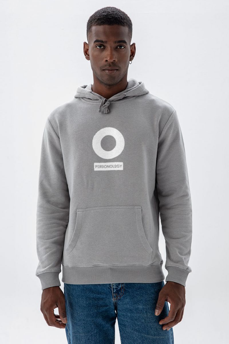 Grey Premium Cotton Personology Design Pullover Hoodie