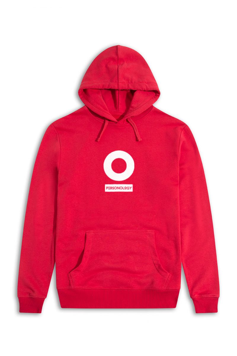 Red Premium Cotton Personology Design Pullover Hoodie