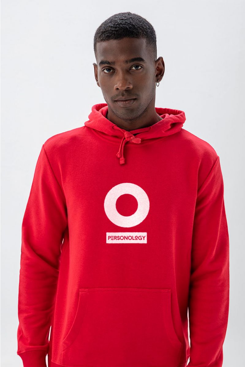 Red Premium Cotton Personology Design Pullover Hoodie