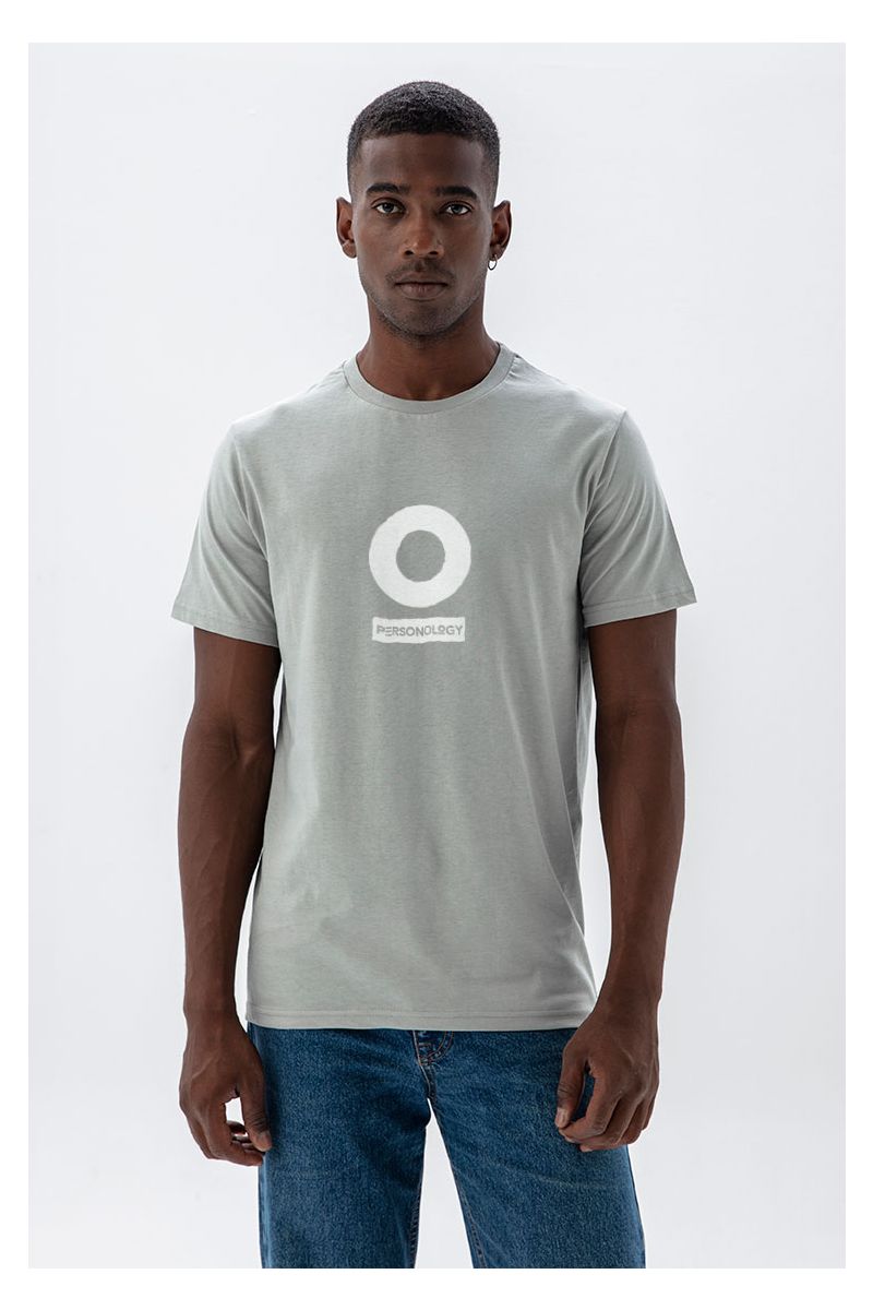 Grey Soft Fabric Personology Design Short Sleeve Tee