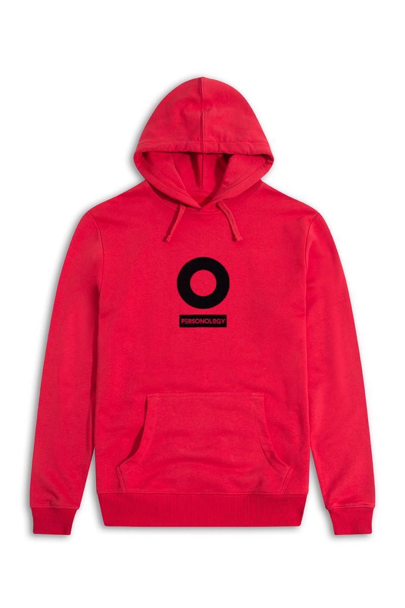 Red Premium Cotton Personology Design Pullover Hoodie