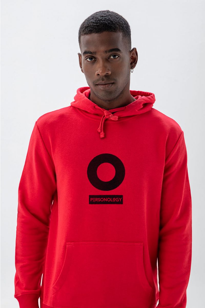 Red Premium Cotton Personology Design Pullover Hoodie
