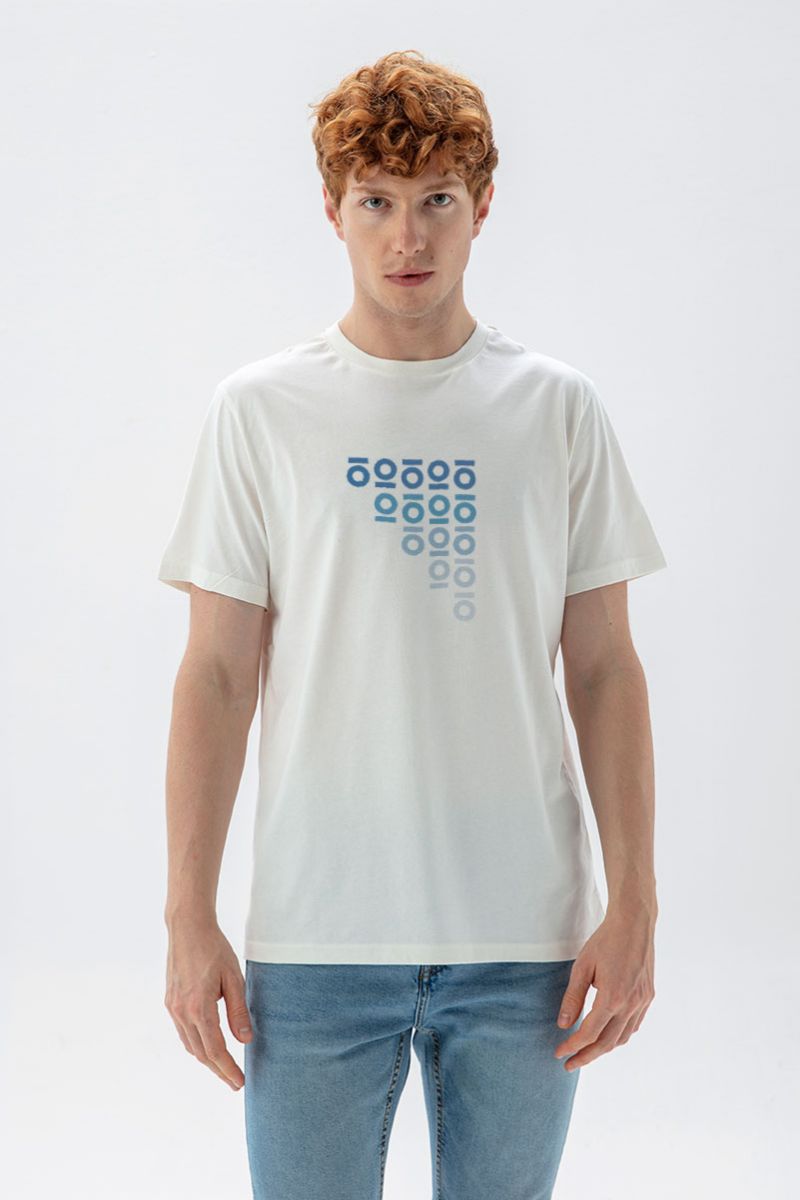 Off White Soft Fabric Personology Design Short Sleeve Tee
