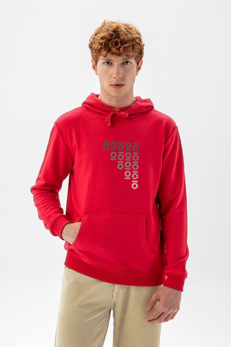 Red Premium Cotton Personology Design Pullover Hoodie