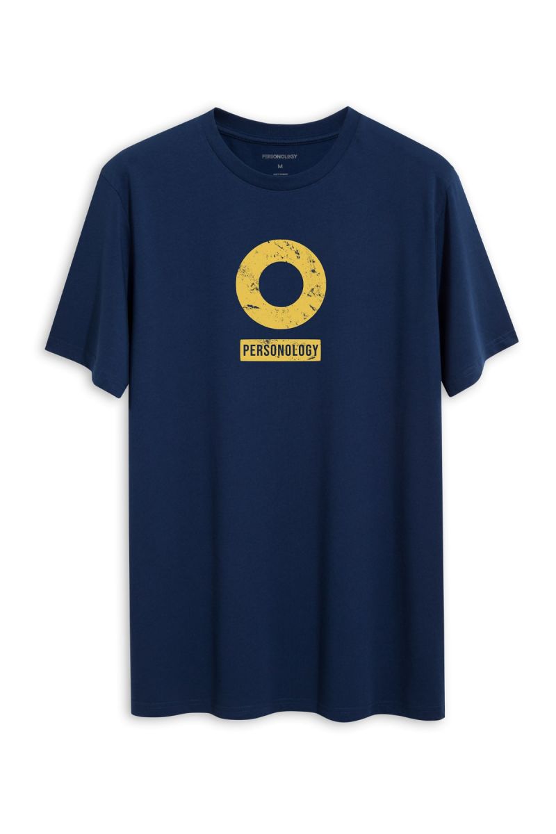 Navy Soft Fabric Personology Design Short Sleeve Tee