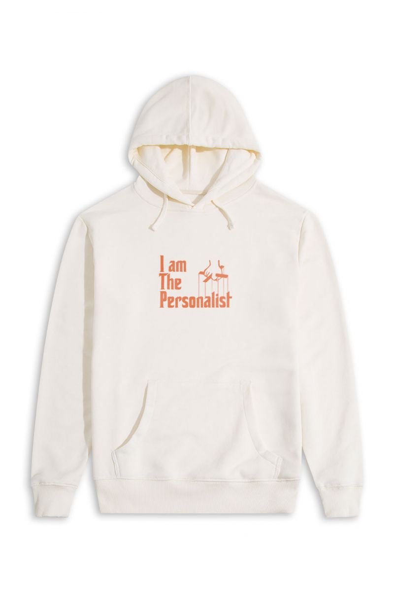 Ecru Premium Cotton I am Personalist Design Pullover Hoodie