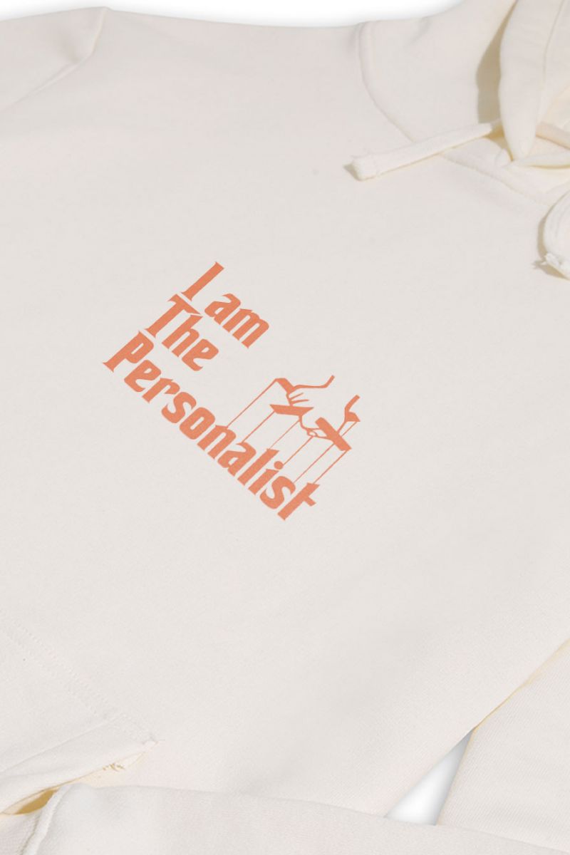 Ecru Premium Cotton I am Personalist Design Pullover Hoodie