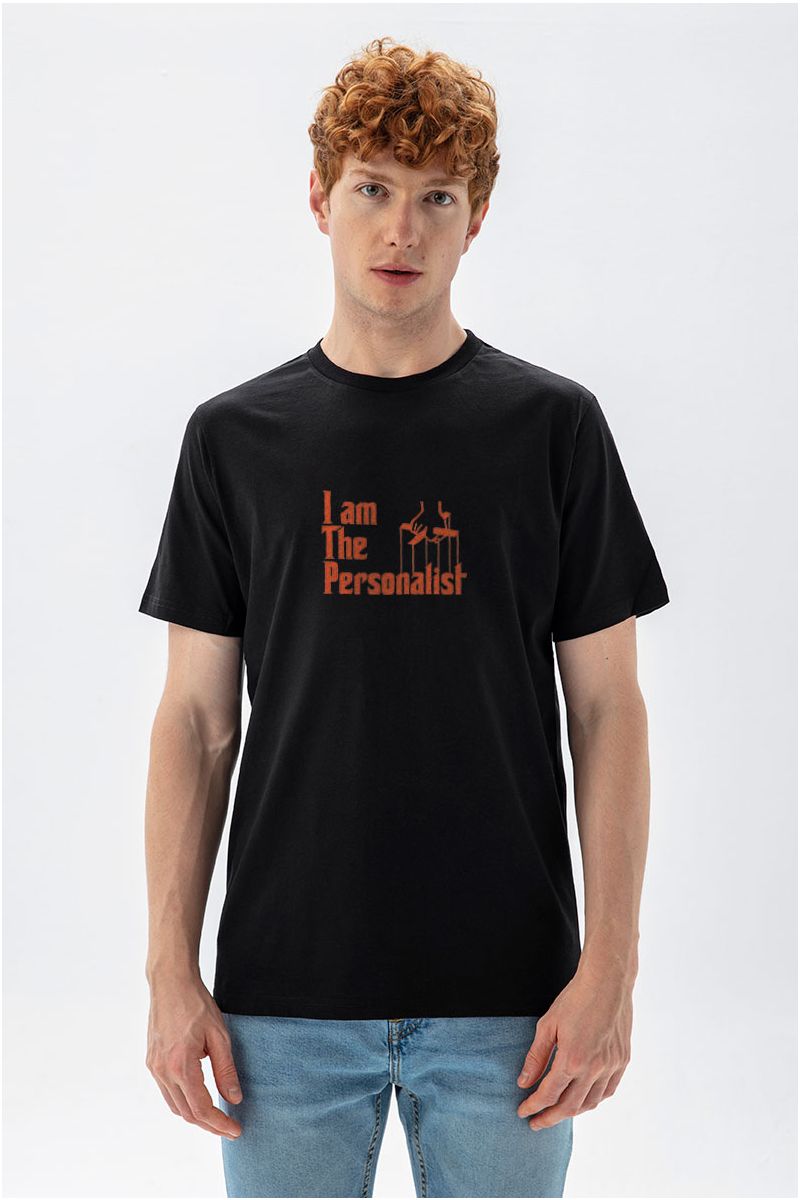 Black Soft Fabric I am Personalist Design Short Sleeve Tee