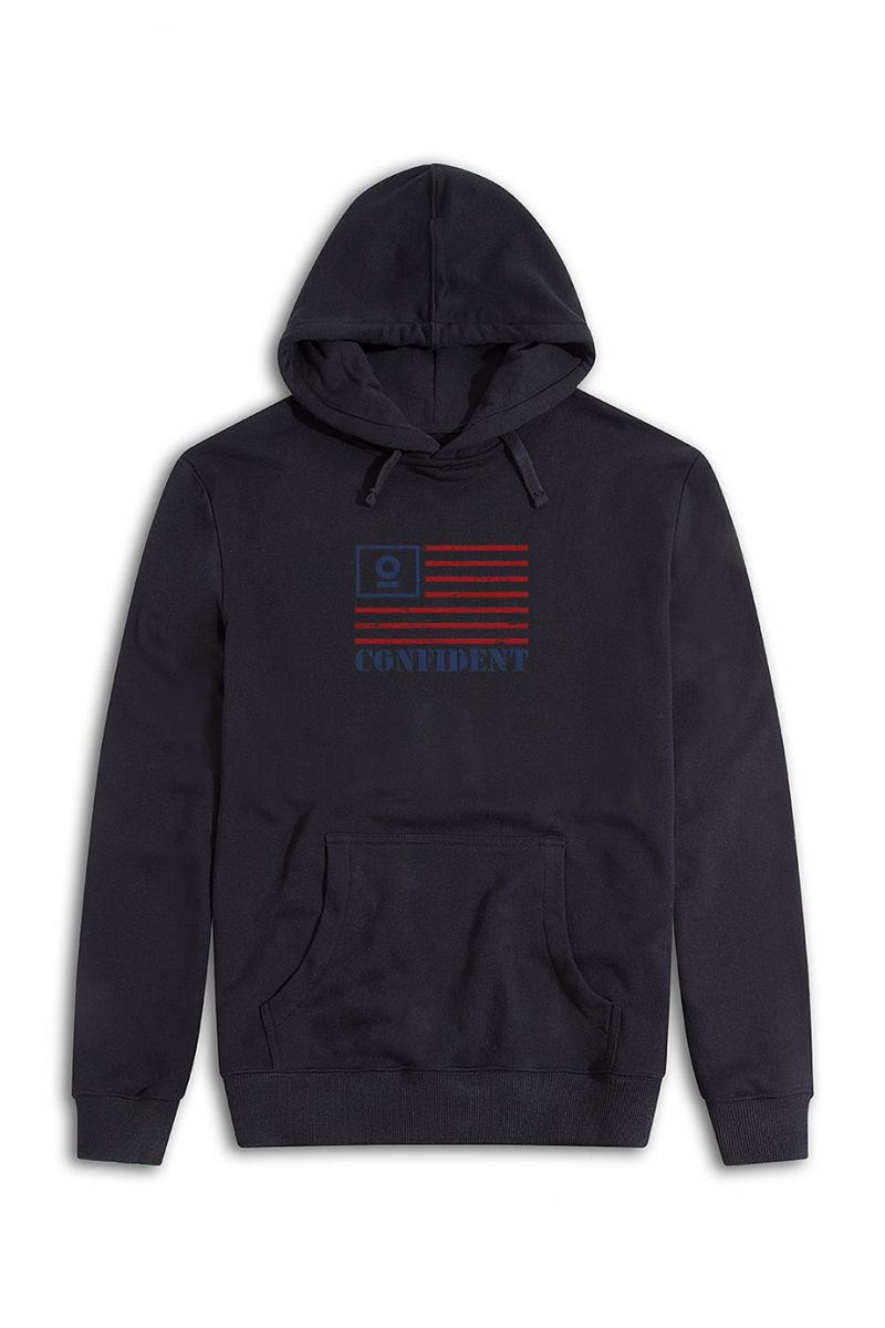 Black Premium Cotton Confident Design Pullover Hoodie