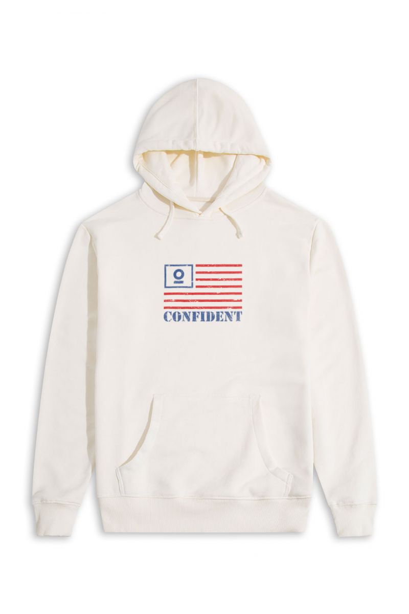 Ecru Premium Cotton Confident Design Pullover Hoodie