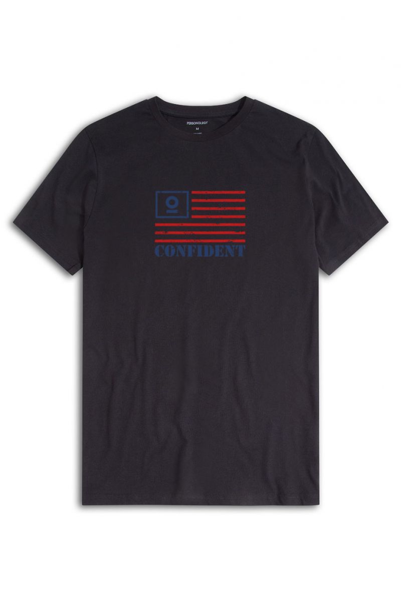 Black Soft Fabric Confident Design Short Sleeve Tee