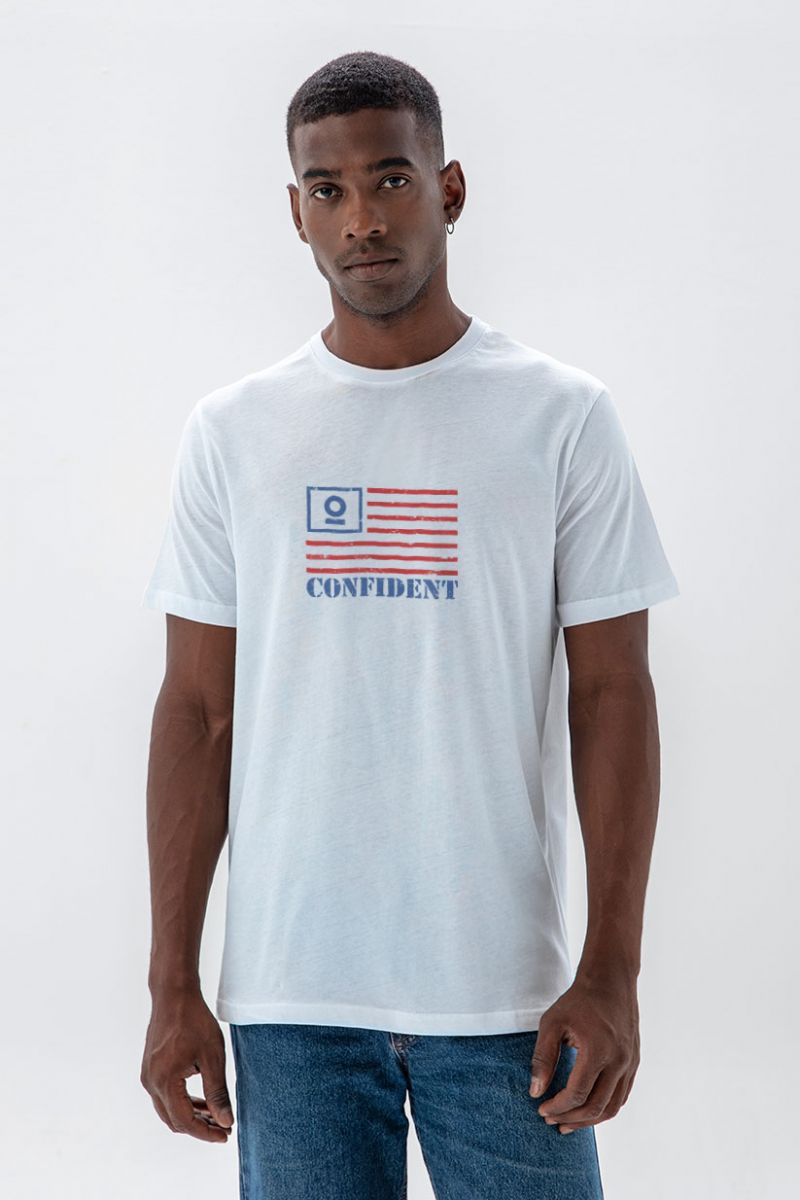 White Soft Fabric Confident Design Short Sleeve Tee
