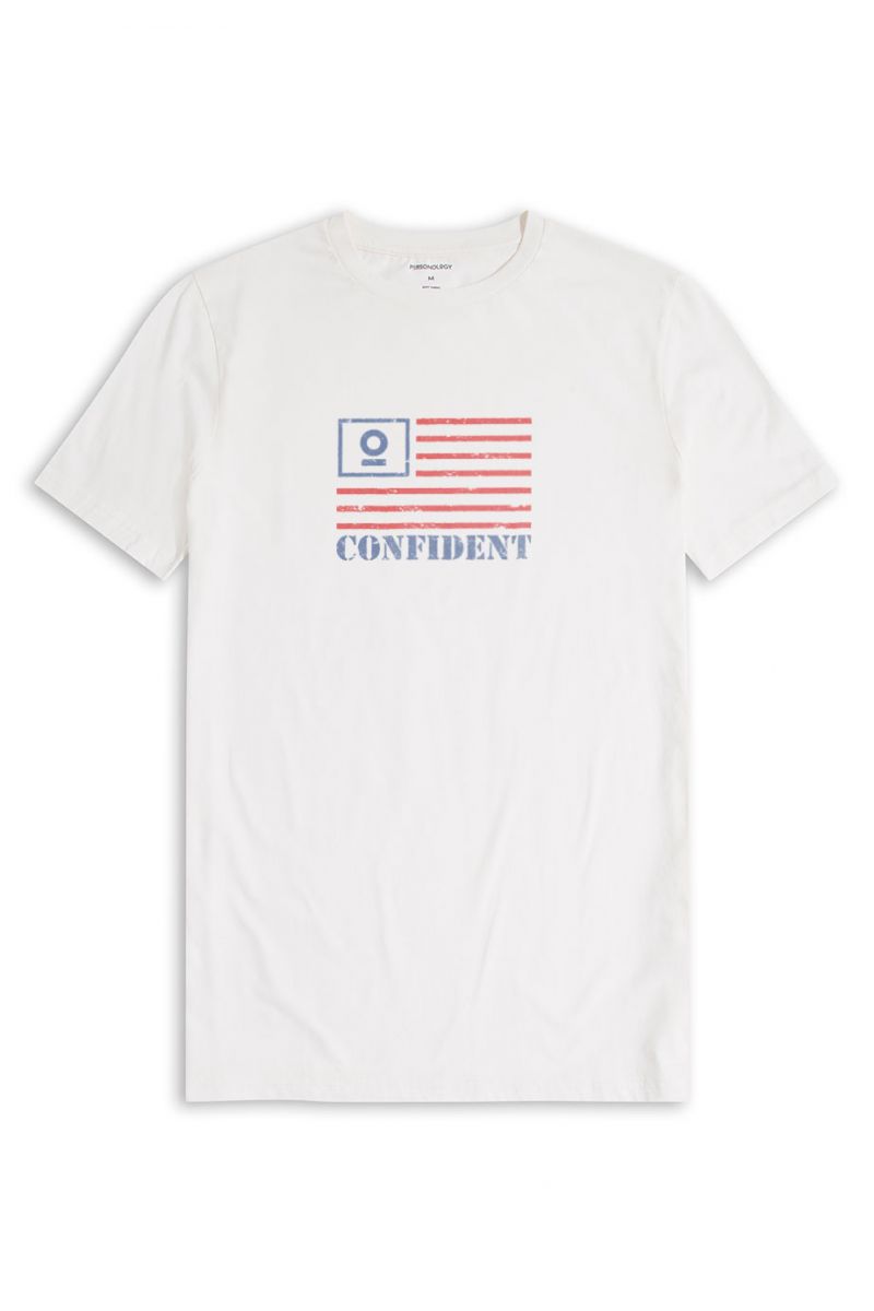 Off White Soft Fabric Confident Design Short Sleeve Tee