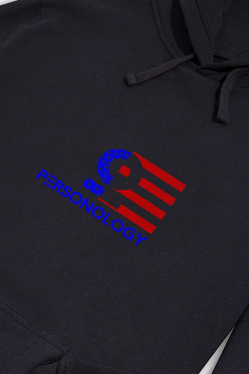 Black Premium Cotton American Design Pullover Hoodie