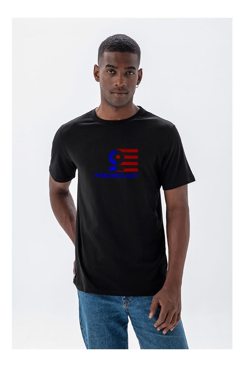 Black Soft Fabric American Design Short Sleeve Tee