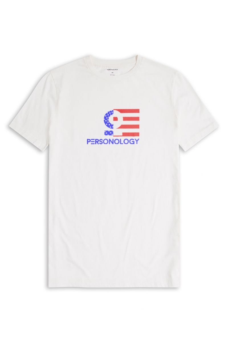 Off White Soft Fabric American Design Short Sleeve Tee