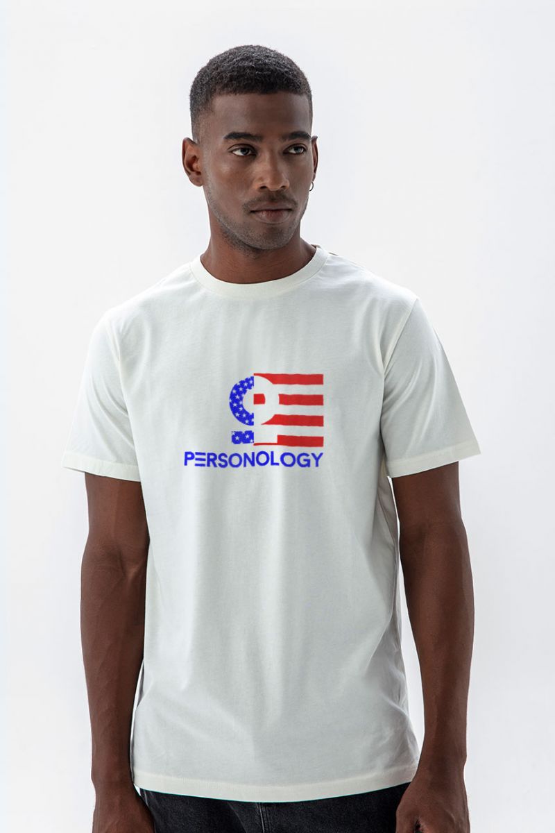 Off White Soft Fabric American Design Short Sleeve Tee