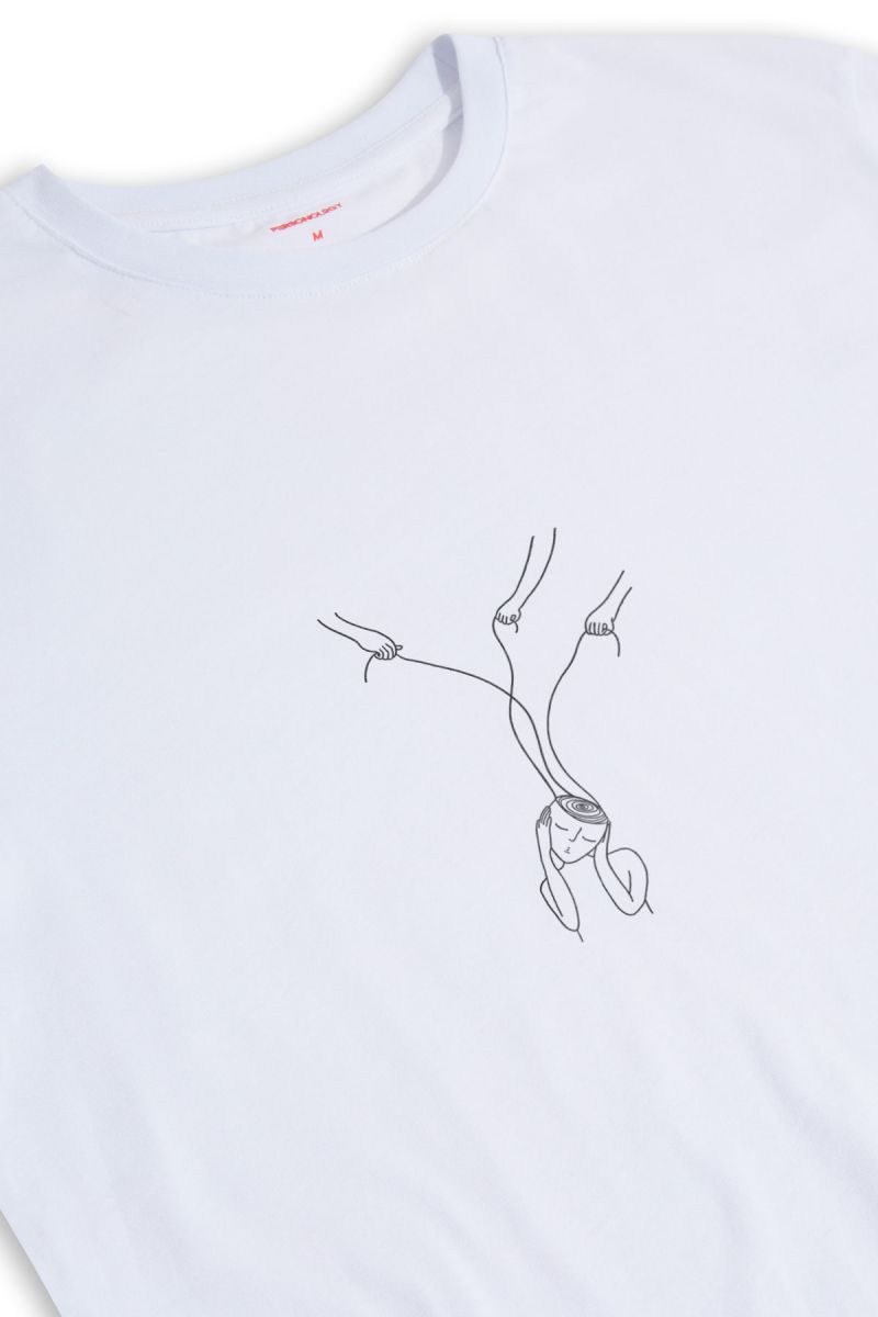 White Soft Fabric Mind Design Short Sleeve Tee