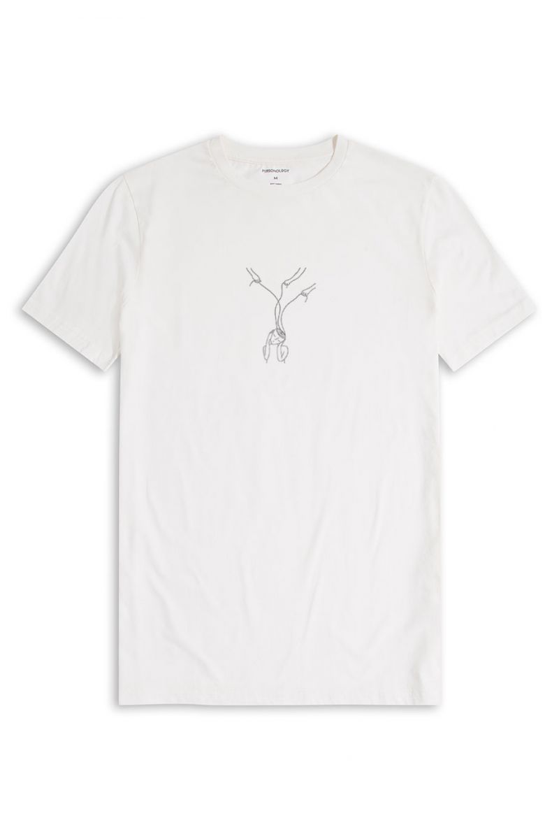 Off White Soft Fabric Mind Design Short Sleeve Tee