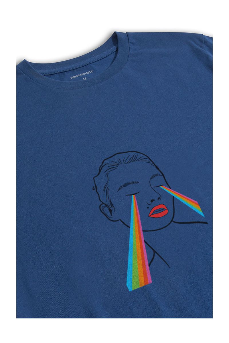 Navy Soft Fabric Happy Pride Design Short Sleeve Tee