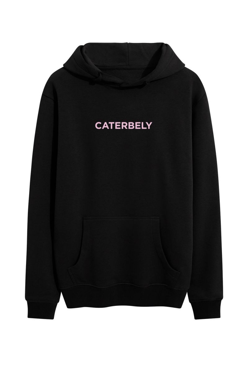 Black Premium Cotton Caterbely Design Pullover Hoodie