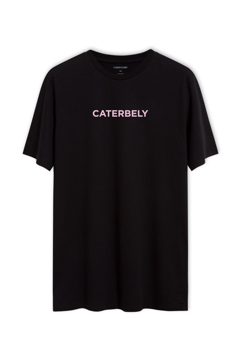 Black Soft Fabric Caterbely Design Short Sleeve Tee