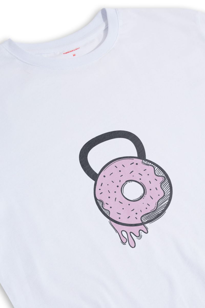 White Soft Fabric Caterbely Design Short Sleeve Tee