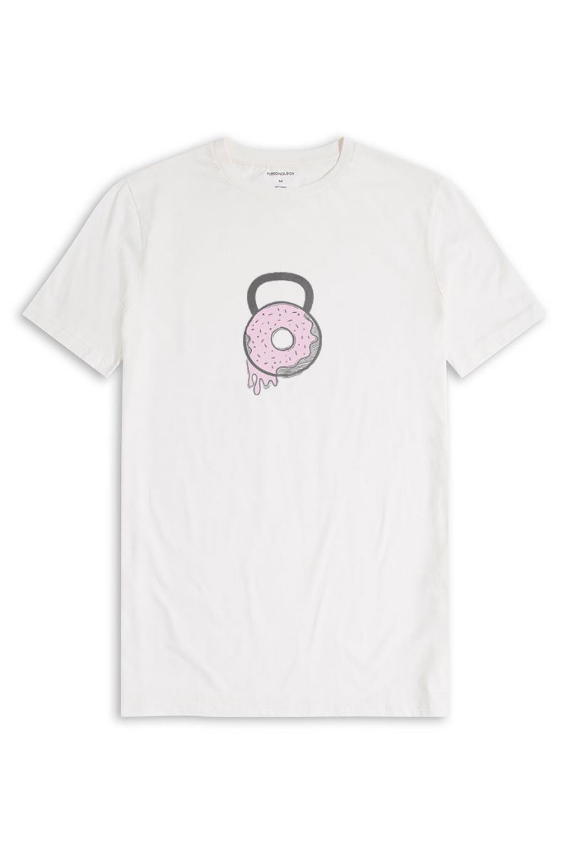 Off White Soft Fabric Caterbely Design Short Sleeve Tee