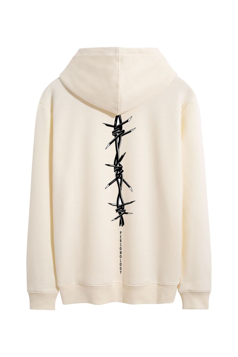 Off White Premium Cotton Chain Design Pullover Hoodie