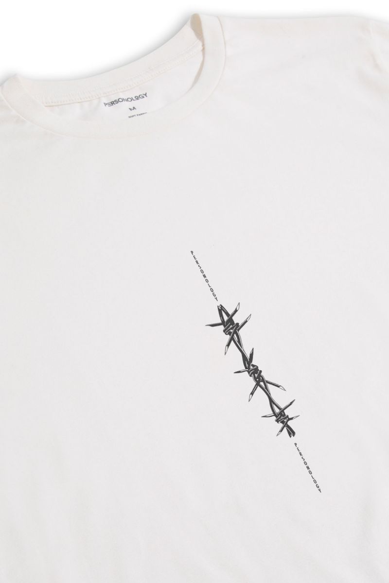 Off White Soft Fabric Chain Design Short Sleeve Tee