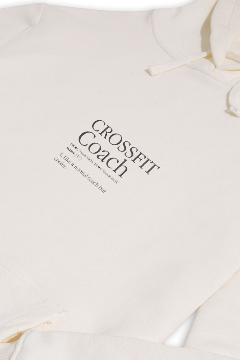 Ecru Premium Cotton Crossfit Coach Design Pullover Hoodie