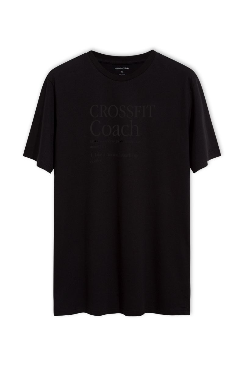 Black Soft Fabric Crossfit Coach Design Short Sleeve Tee